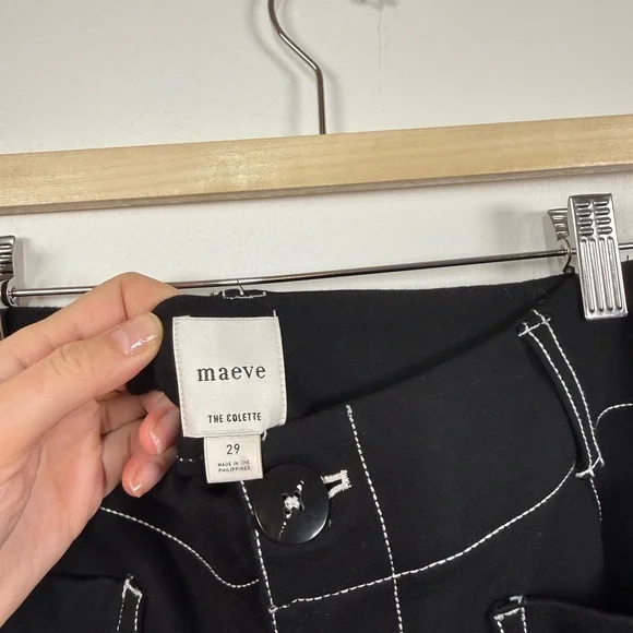 Anthropologie The Colette Contrast-Stitch Cropped Wide-Leg Pants Size 29 - Picture 5 of 6